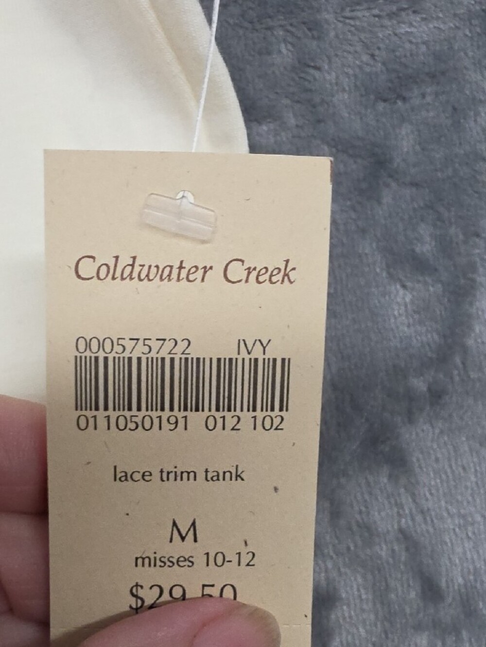 Coldwater Creek Cream Lace-Trim Scoop Tank Sz Med - Picture 5 of 6
